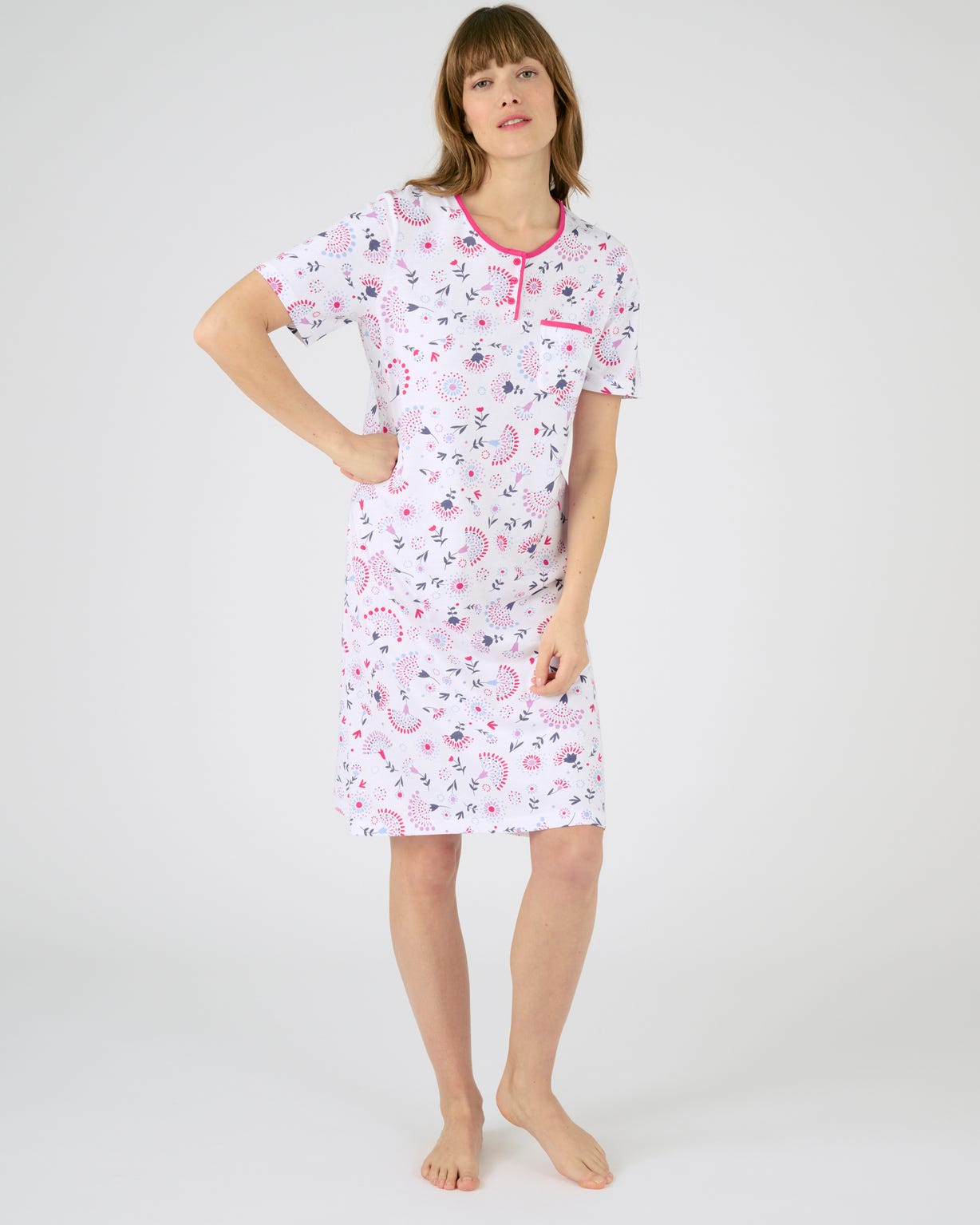 Chemise de nuit maille jersey coton peigné