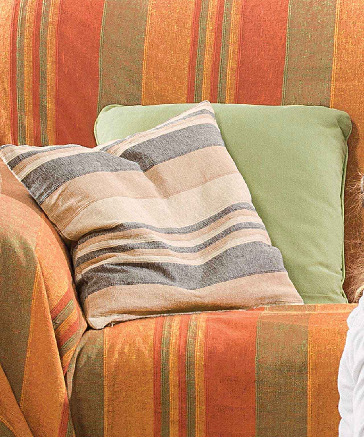 Lot de 2 housses de coussin unies et rayées