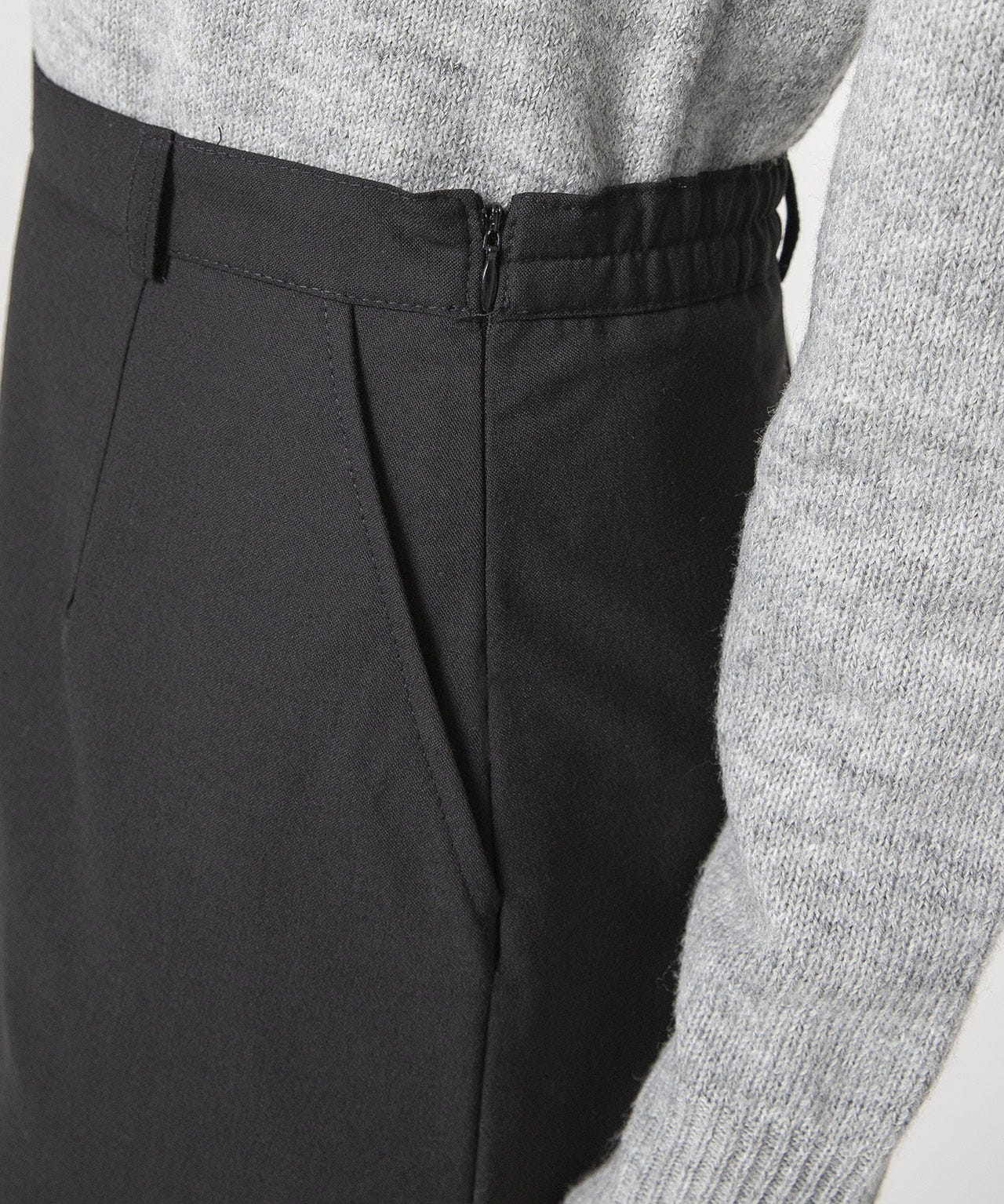 Jupe pli creux, lainage aspect flanelle