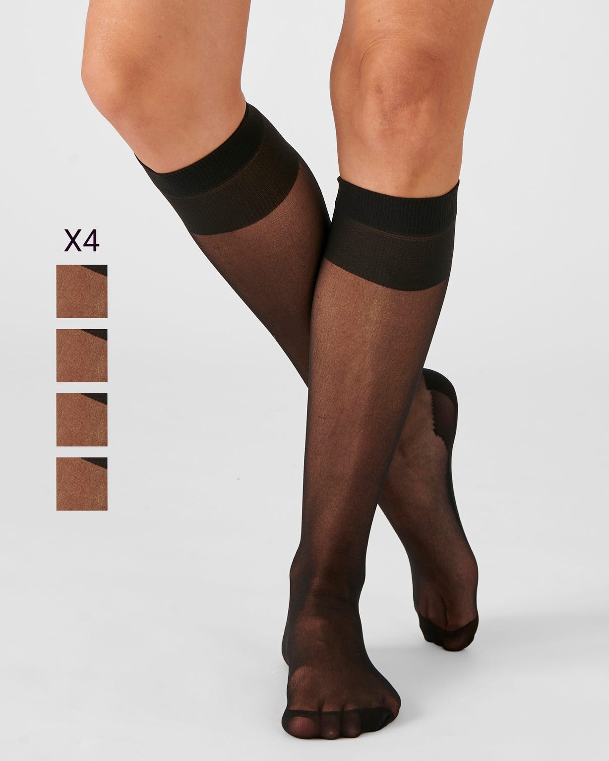 Lot de 4 paires de mi-bas mousse 20D.