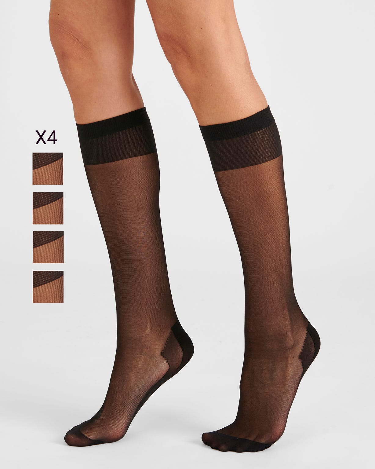 Lot de 4 paires de mi-bas voile 20D