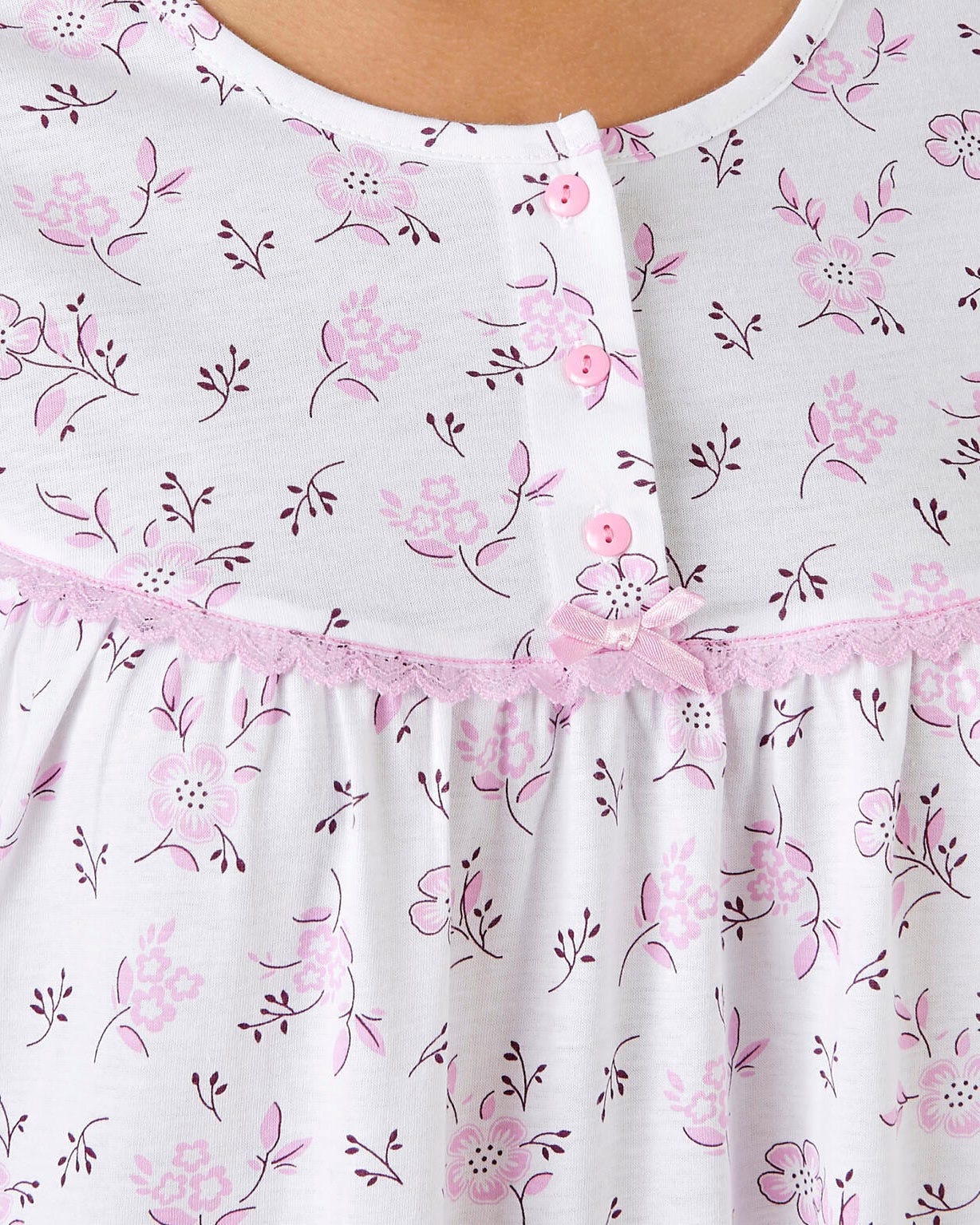 Chemise de nuit, manches longues, pur coton peigné