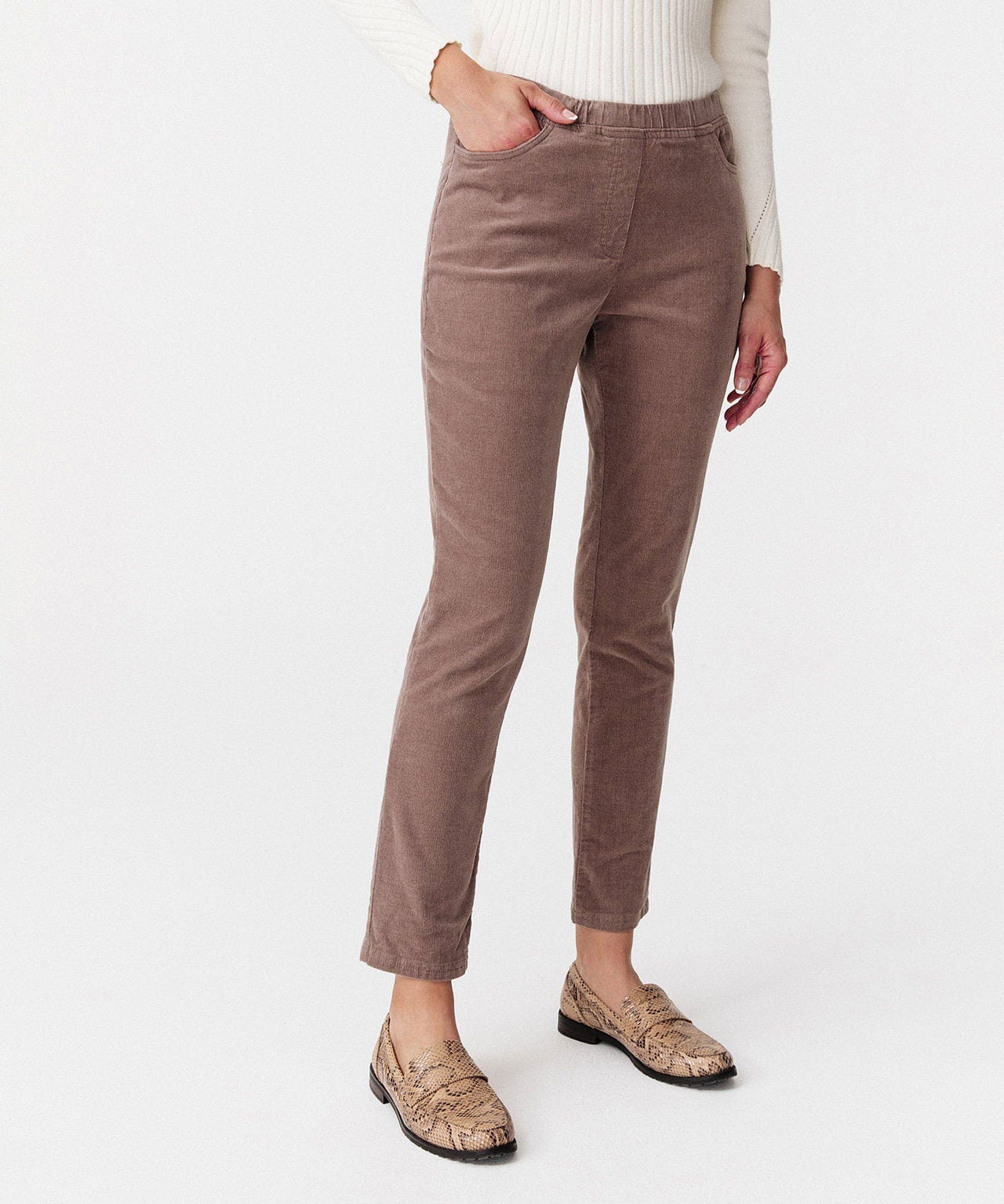 Pantalon velours à ceinture élastiquée
