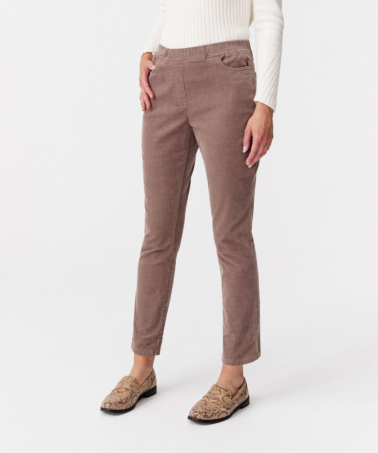 Pantalon velours à ceinture élastiquée