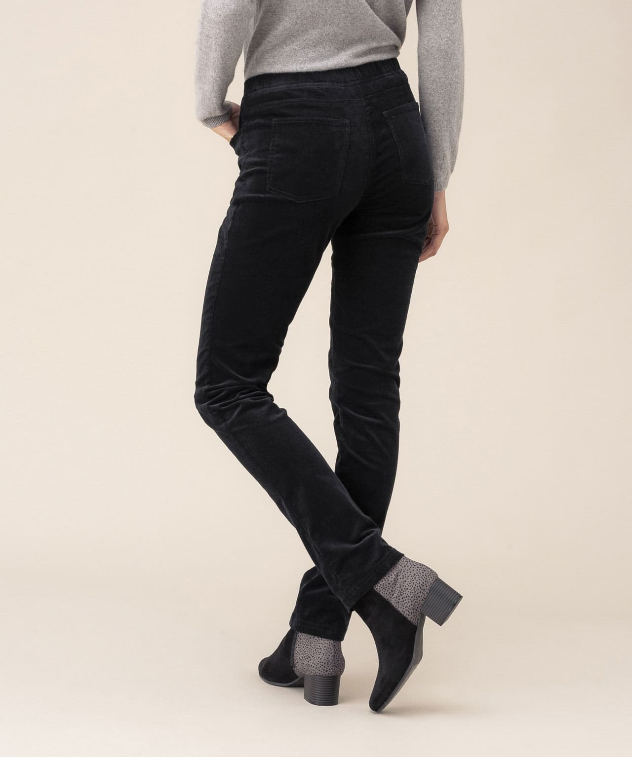 Pantalon velours à ceinture élastiquée