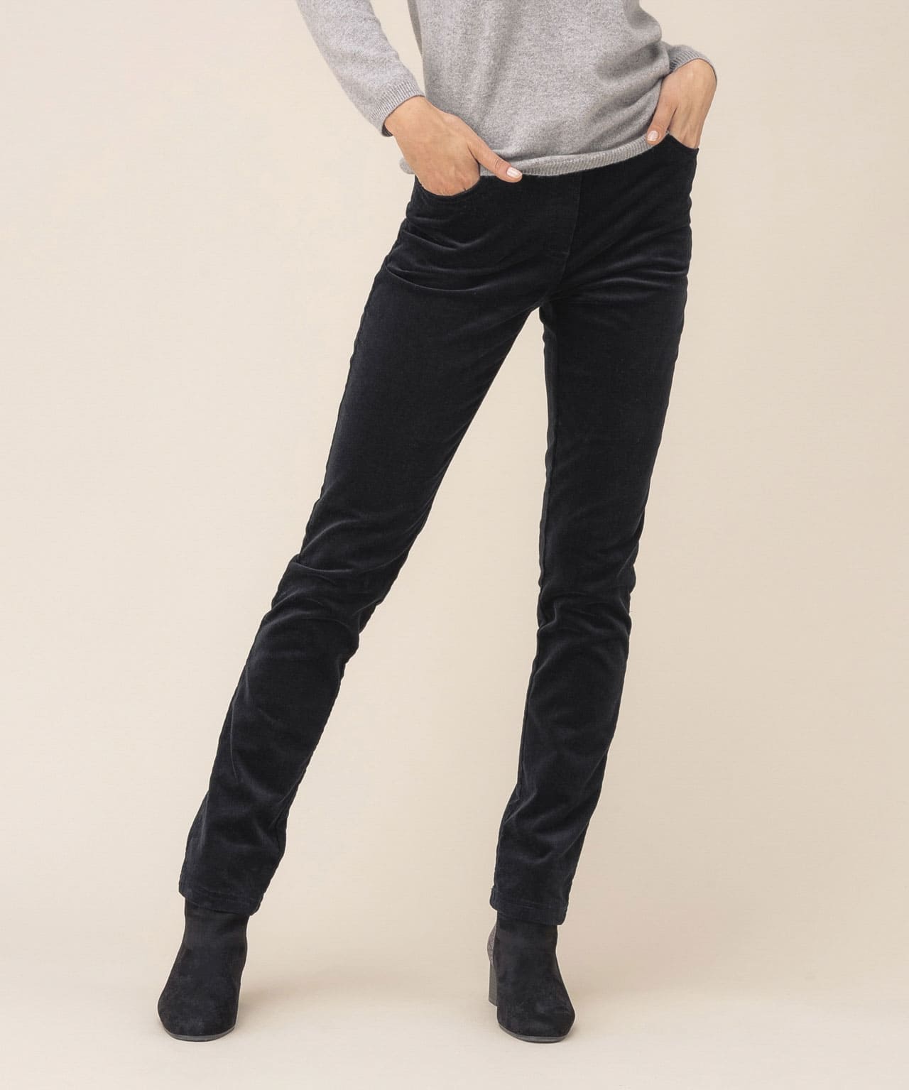 Pantalon velours à ceinture élastiquée