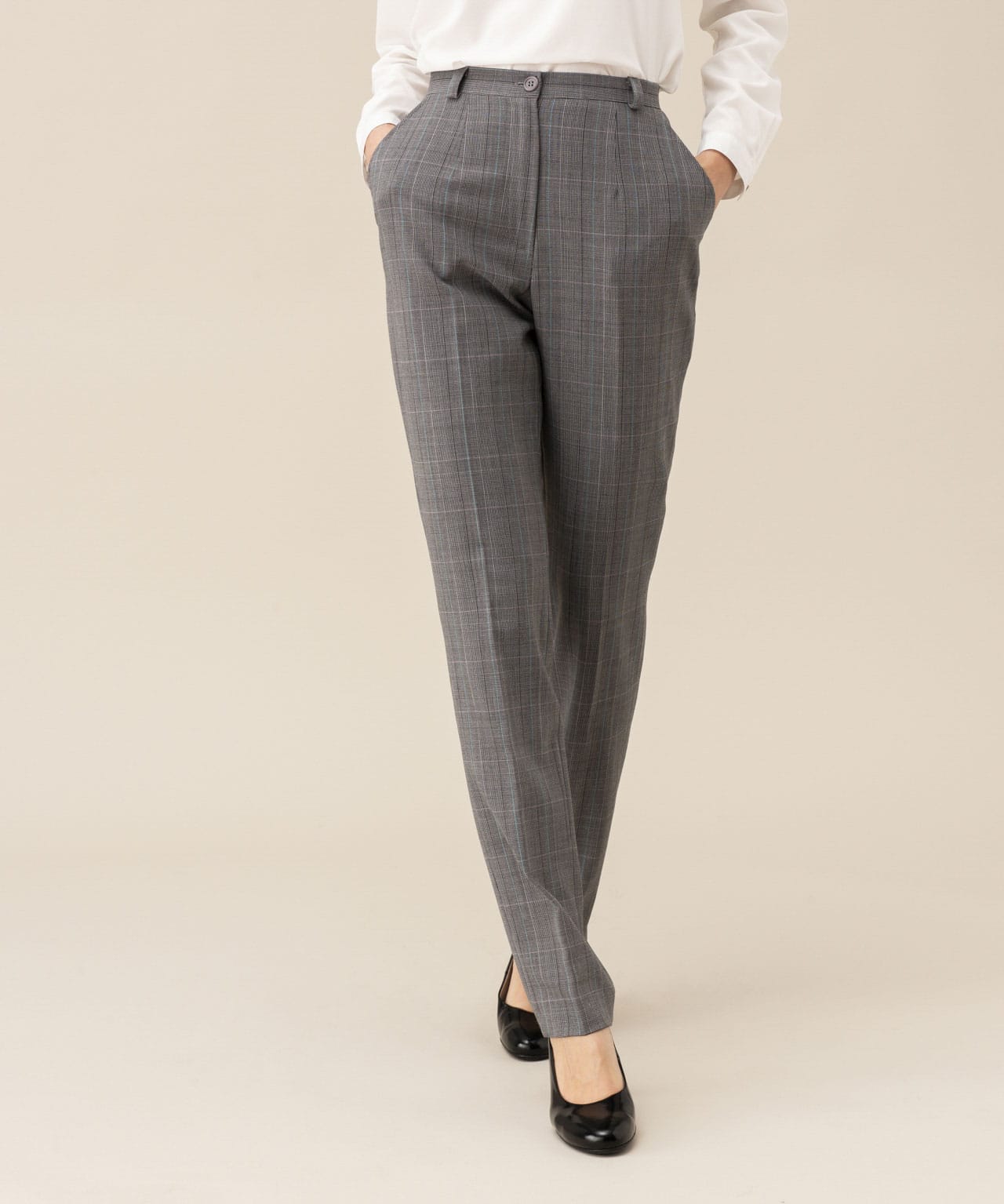 Pantalon droit, lainage aspect flanelle, 2 statures