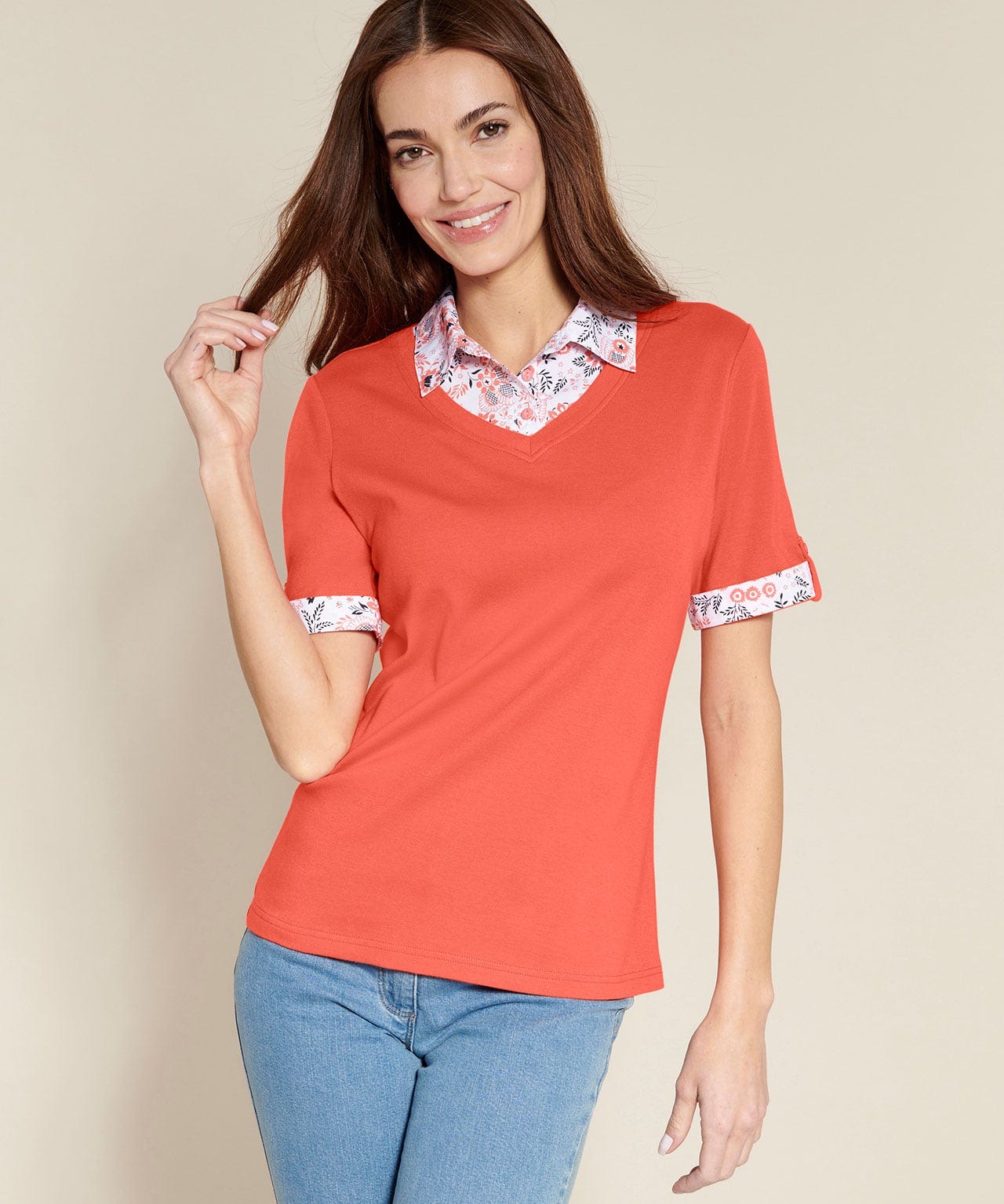 Tee shirt 2 en 1 pur coton