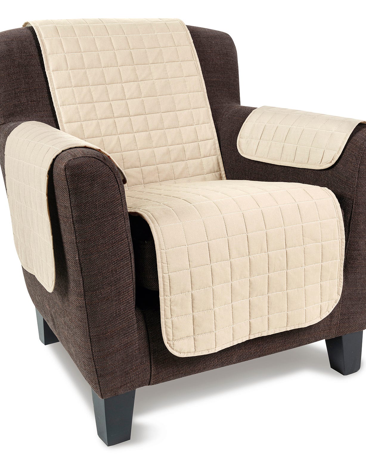 Protège-fauteuil et canapé + 2 accoudoirs matelassés.