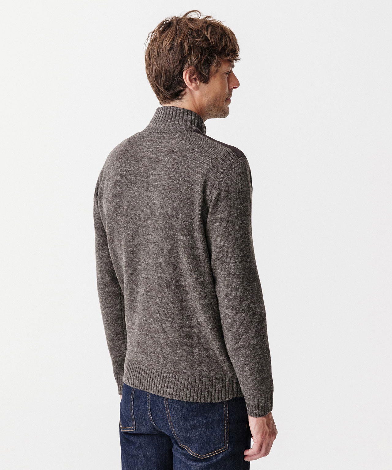 Pull bi-matière 30% laine