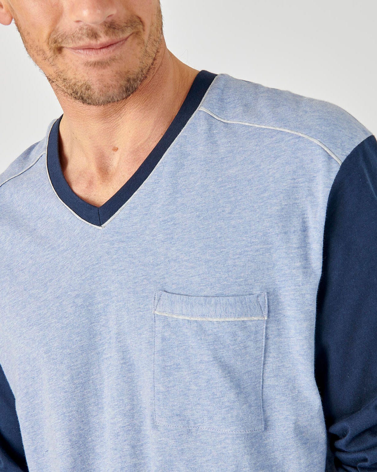 Pyjama 3 pièces short et pantalon jersey pur coton peigné