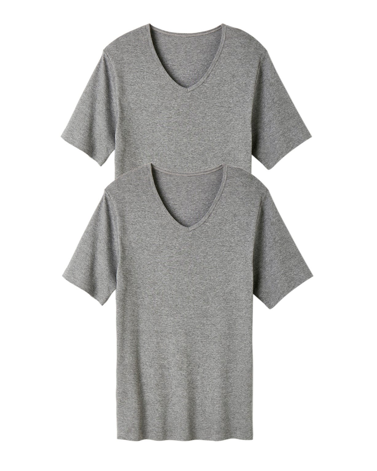 Lot de 2 t-shirts col V, manches courtes, Essential pur coton peigné