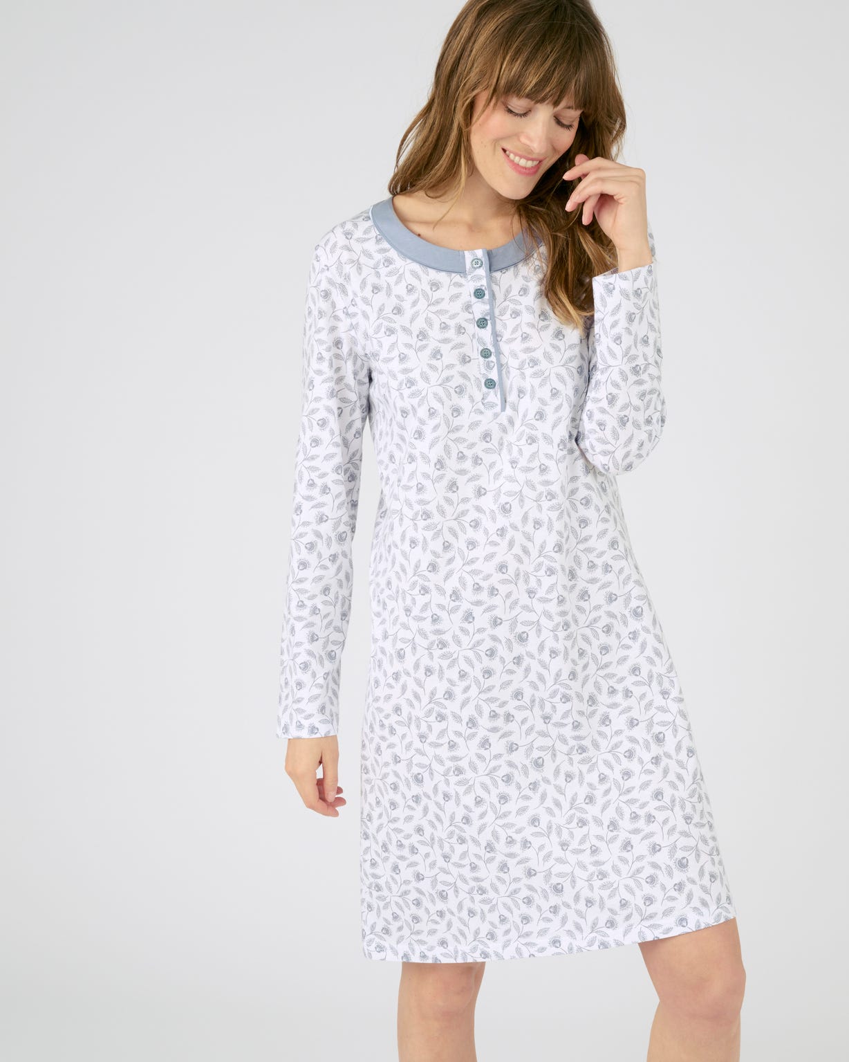 Chemise de nuit maille jersey pur coton peigné