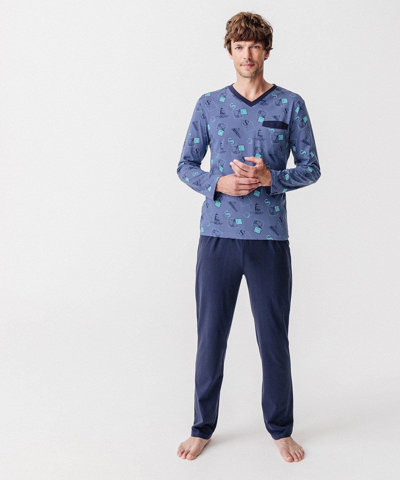 Pyjama imprimé jersey manches longues