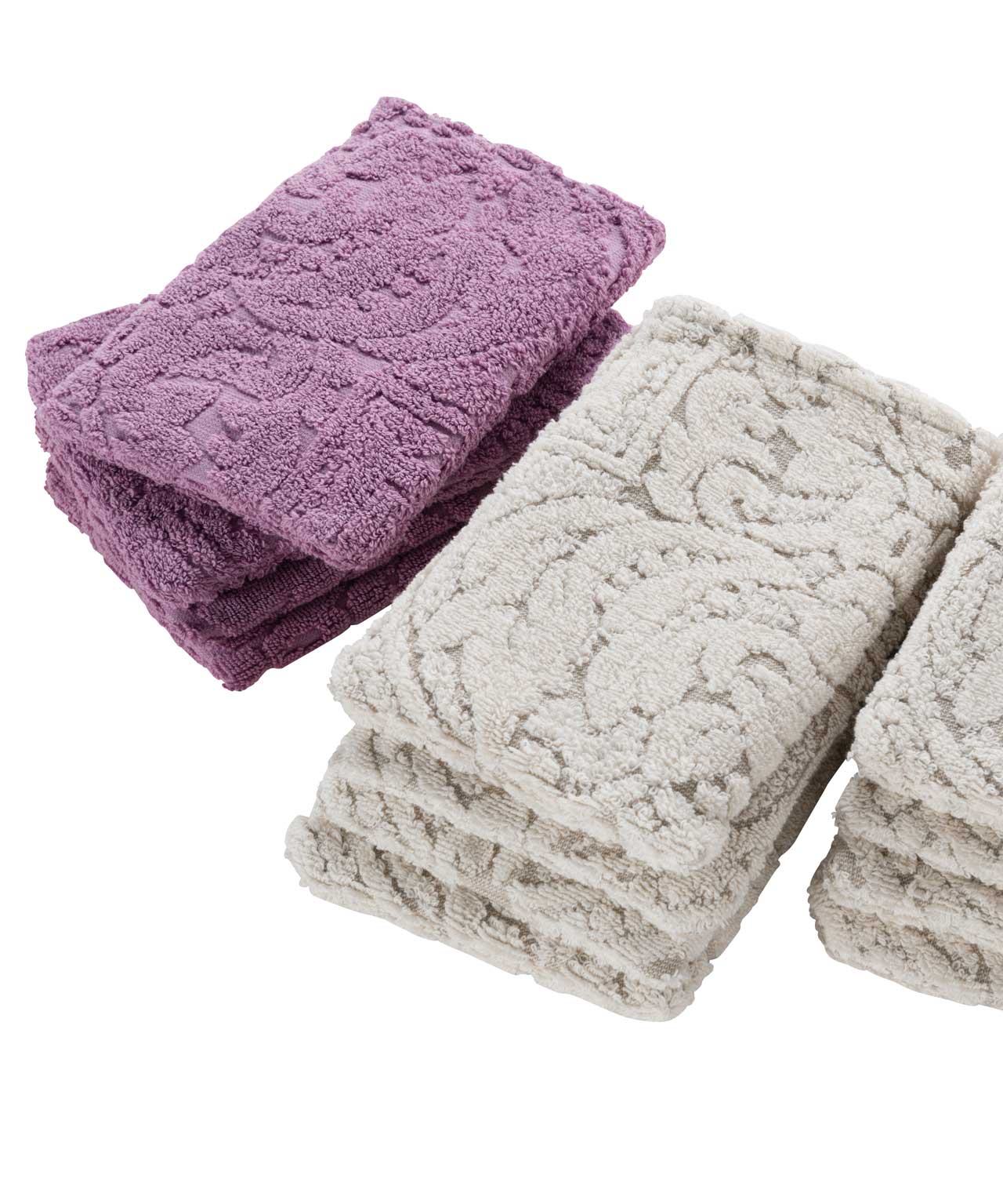 Lot de 4 gants de toilette jacquard ciselé