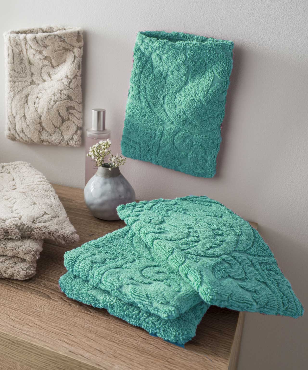 Lot de 4 gants de toilette jacquard ciselé