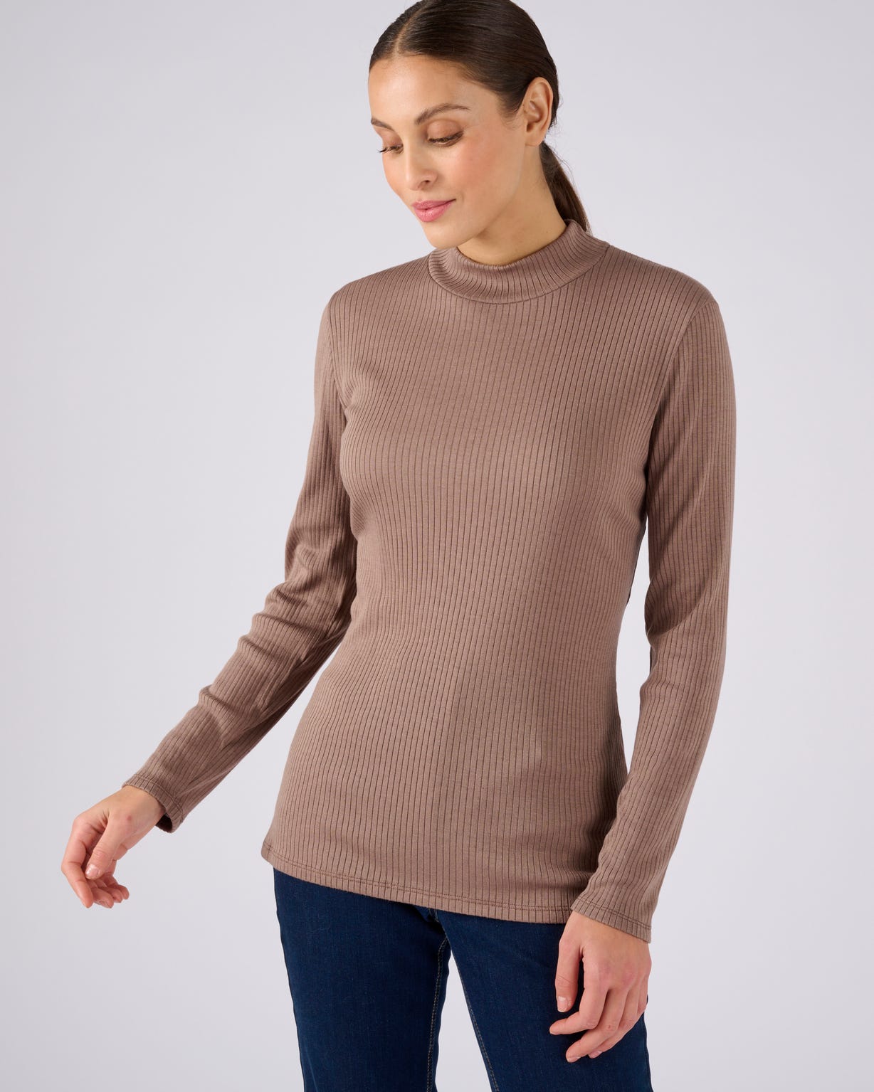 Sous pull col montant maille côtelée Thermolactyl et soie