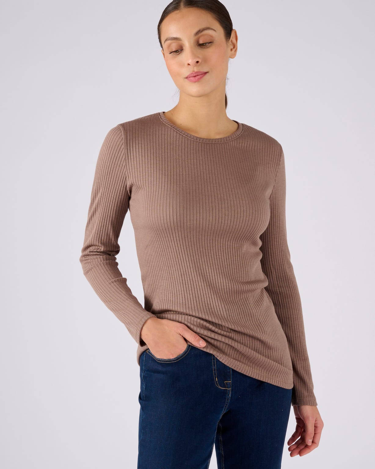 Sous-pull col rond en maille côtelée