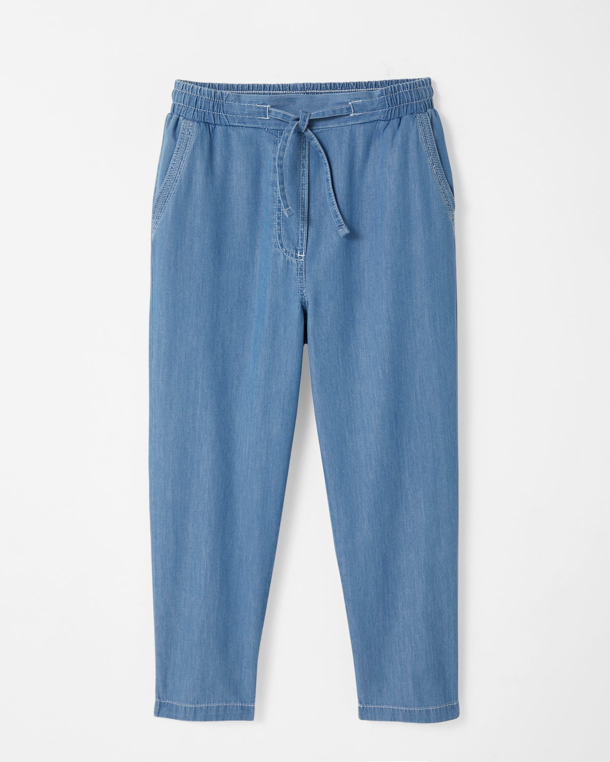 Pantacourt toile chambray pur coton