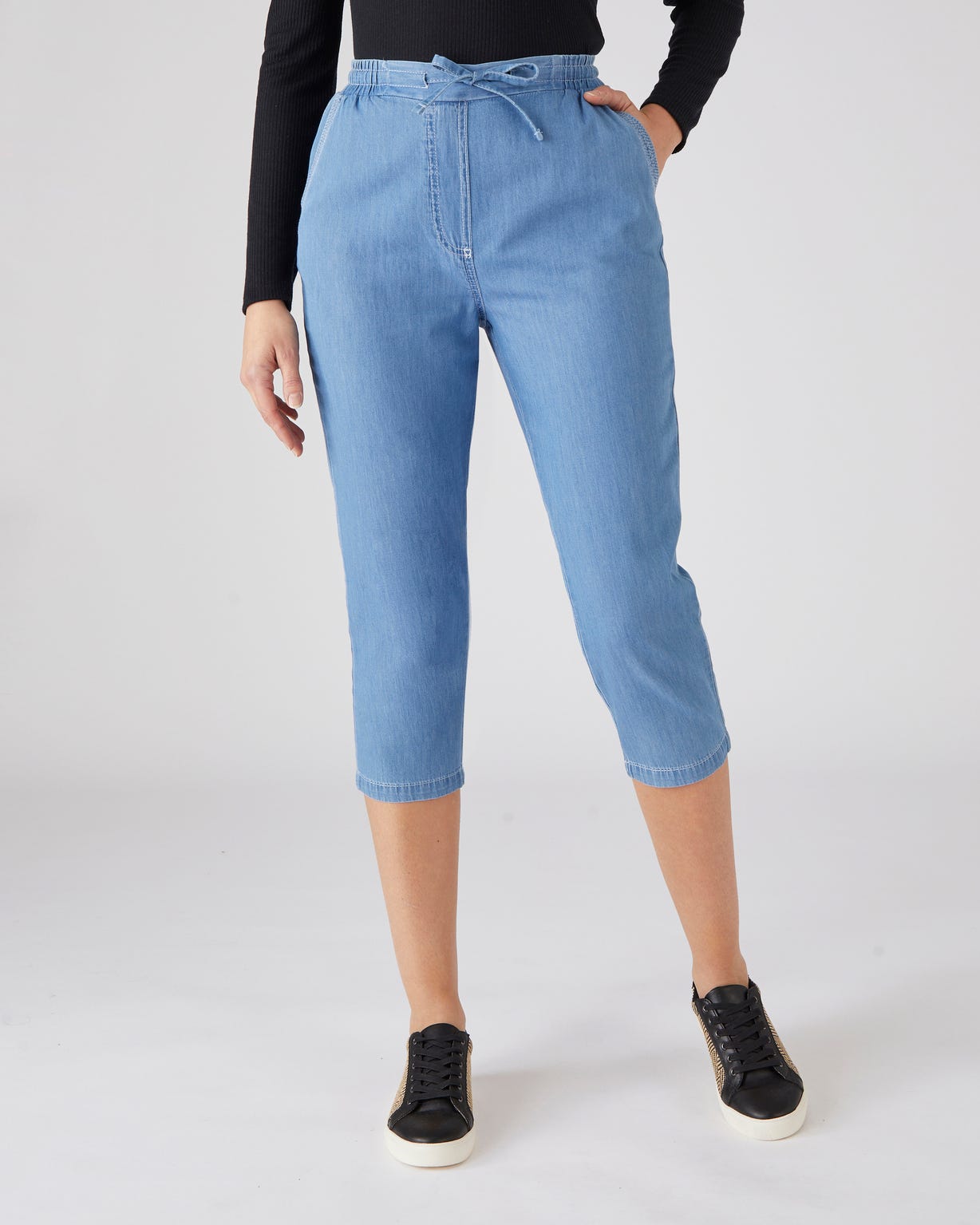 Pantacourt toile chambray pur coton