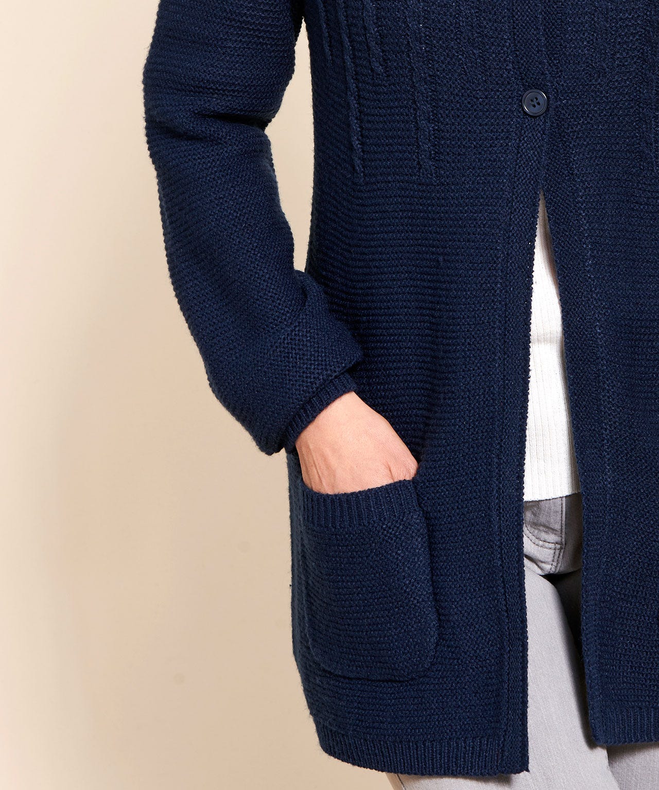Cardigan maille fantaisie manches longues