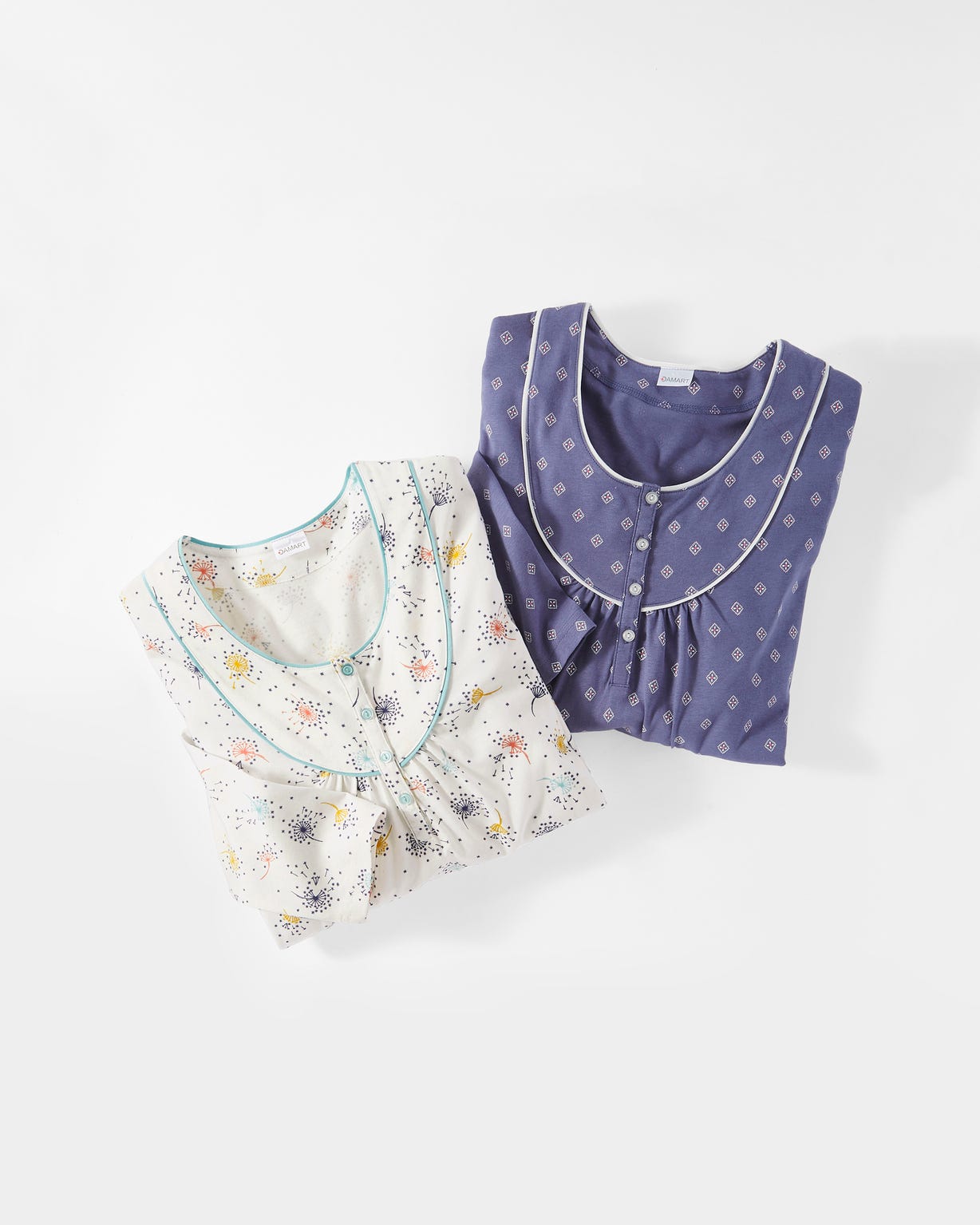 Lot de 2 chemises de nuit jersey pur coton peigné