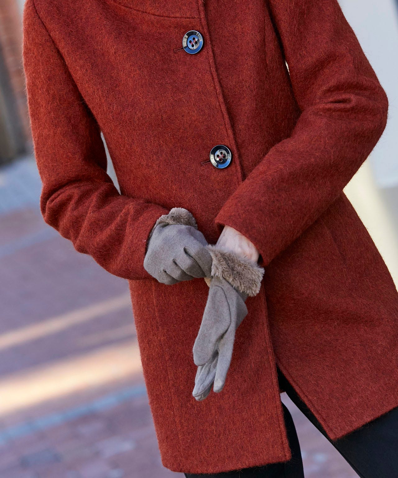 Gants tricots à poignet imitation fourrure textile