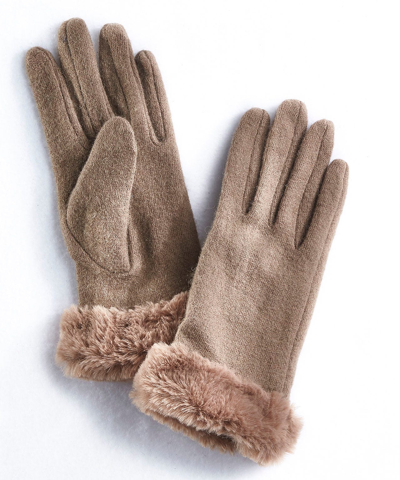 Gants tricots à poignet imitation fourrure textile