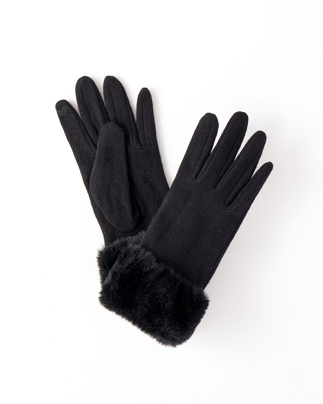 Gants tricots à poignet imitation fourrure textile