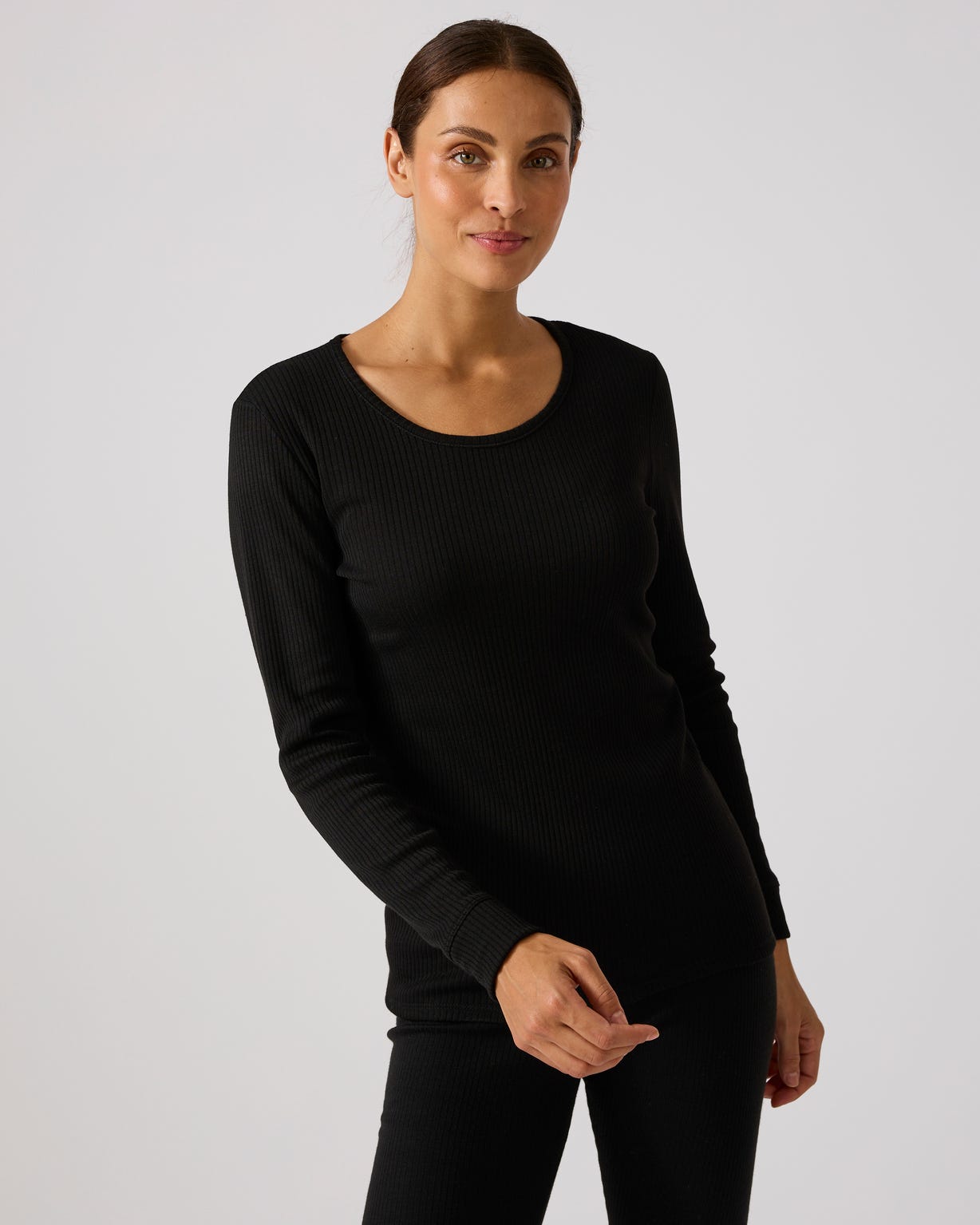 T-shirt femme Thermolactyl col rond, côtes molletonnées