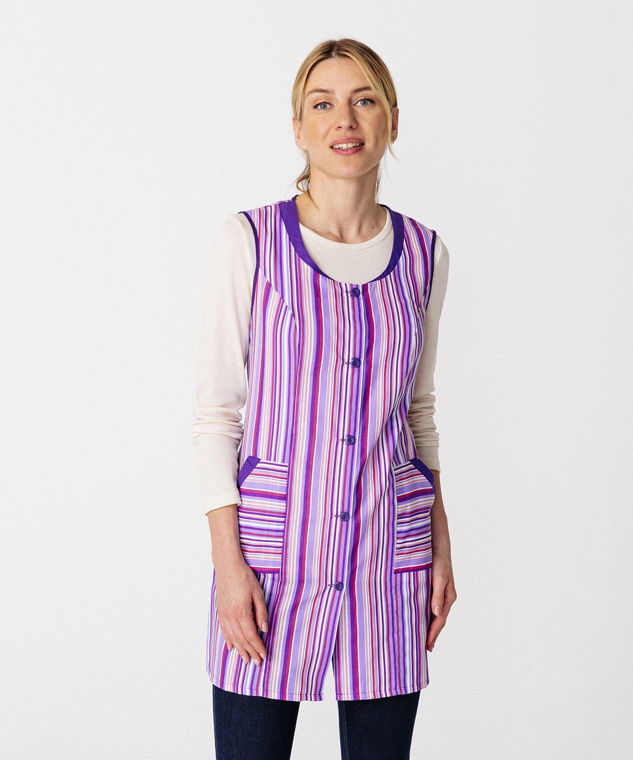 Tablier 3/4 rayures bayadères