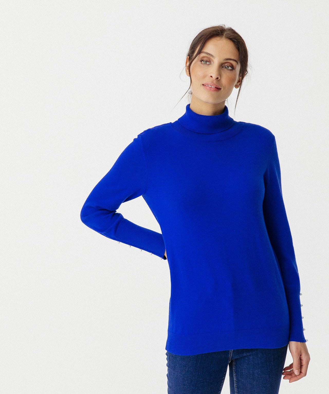 Pull col roulé maille fine et chaude