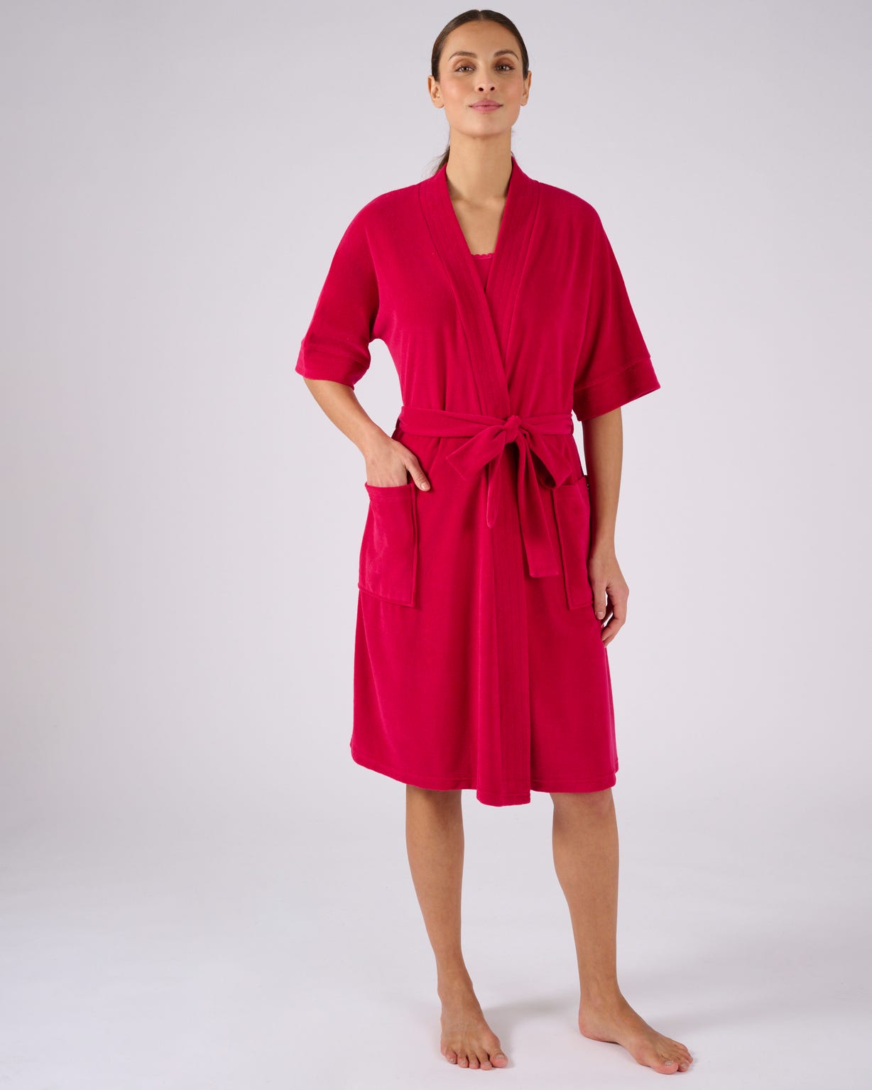 Robe de chambre forme kimono, maille bouclette