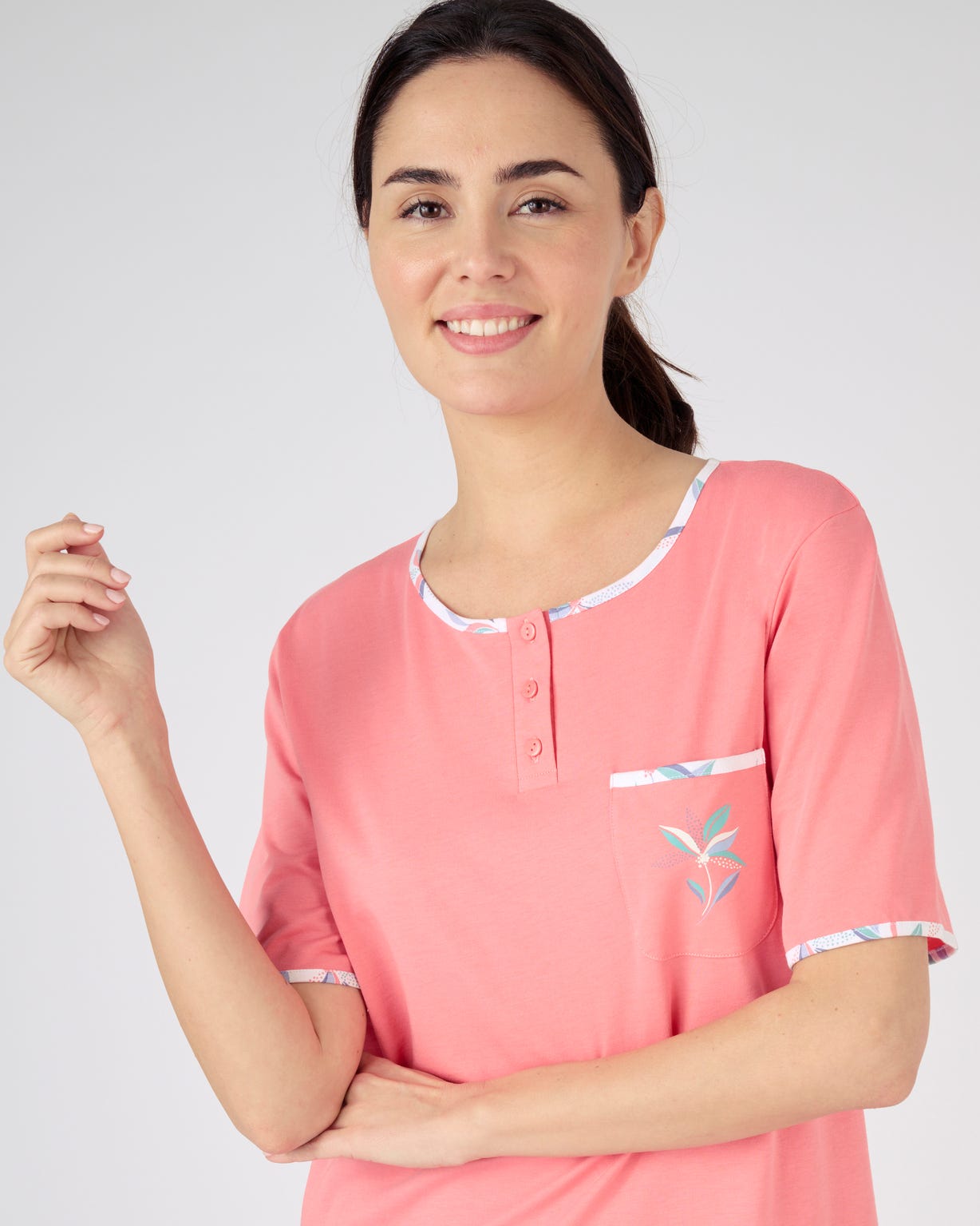 Lot de 2 chemises de nuit jersey pur coton peigné