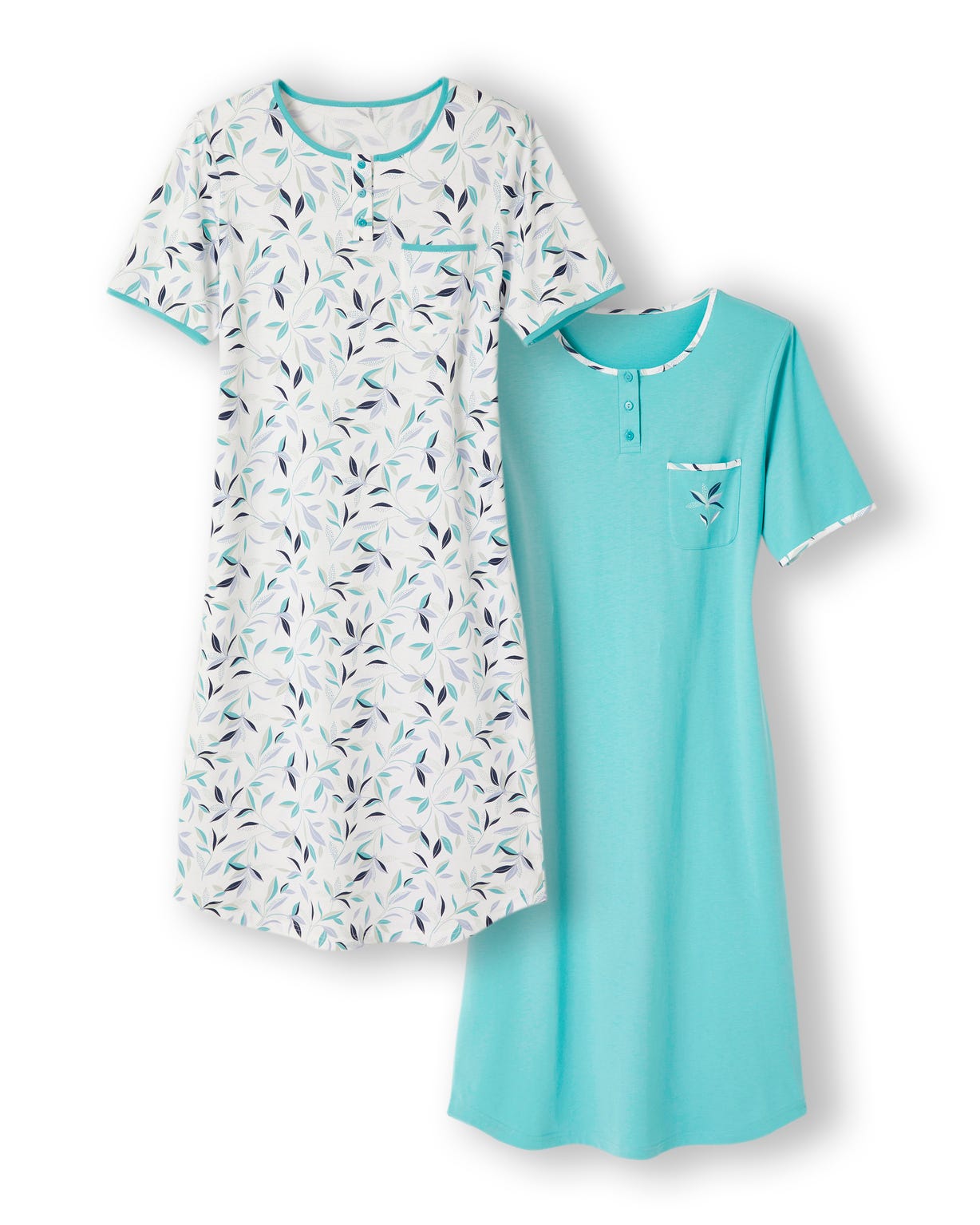 Lot de 2 chemises de nuit jersey pur coton peigné