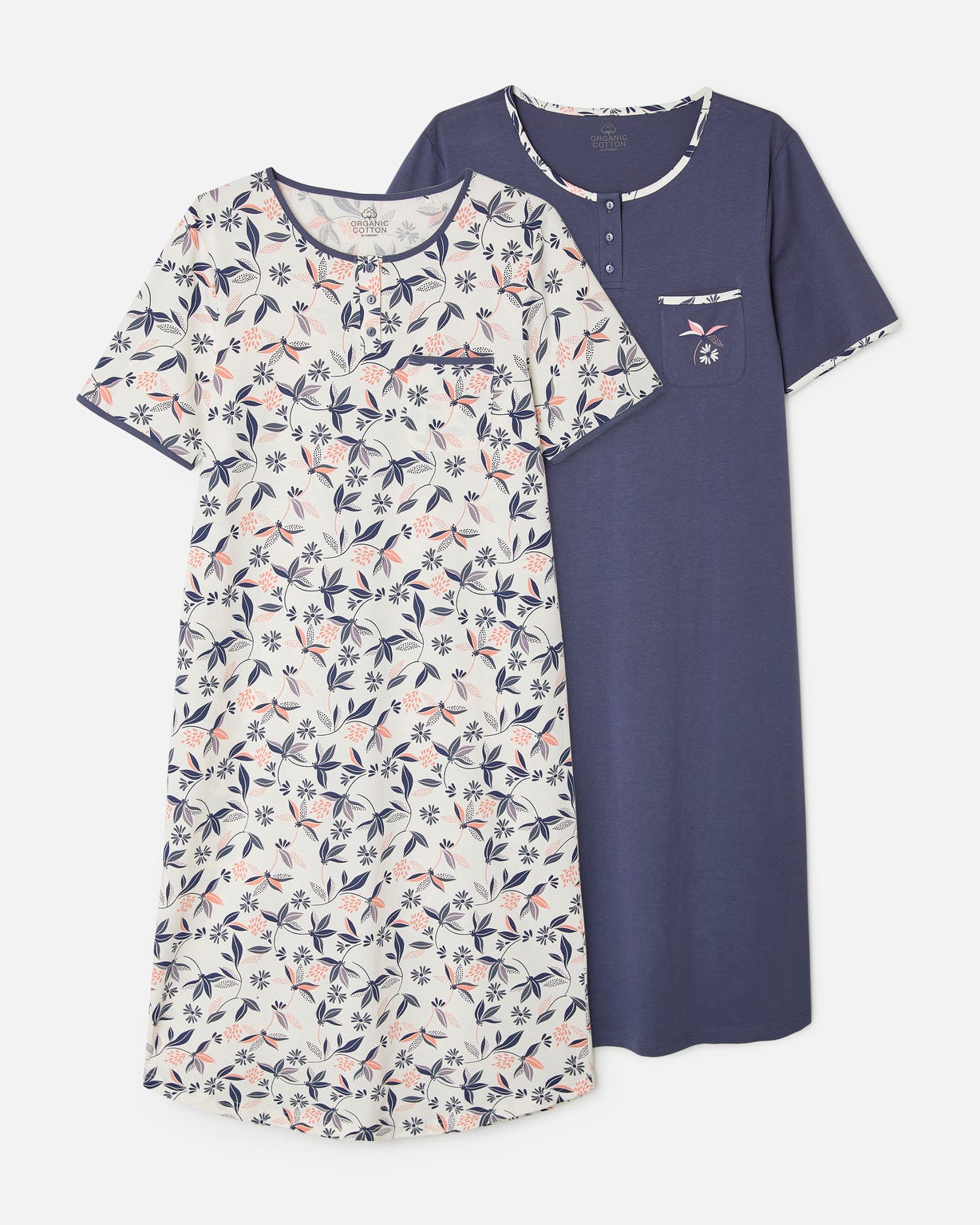 Lot de 2 chemises de nuit jersey pur coton peigné