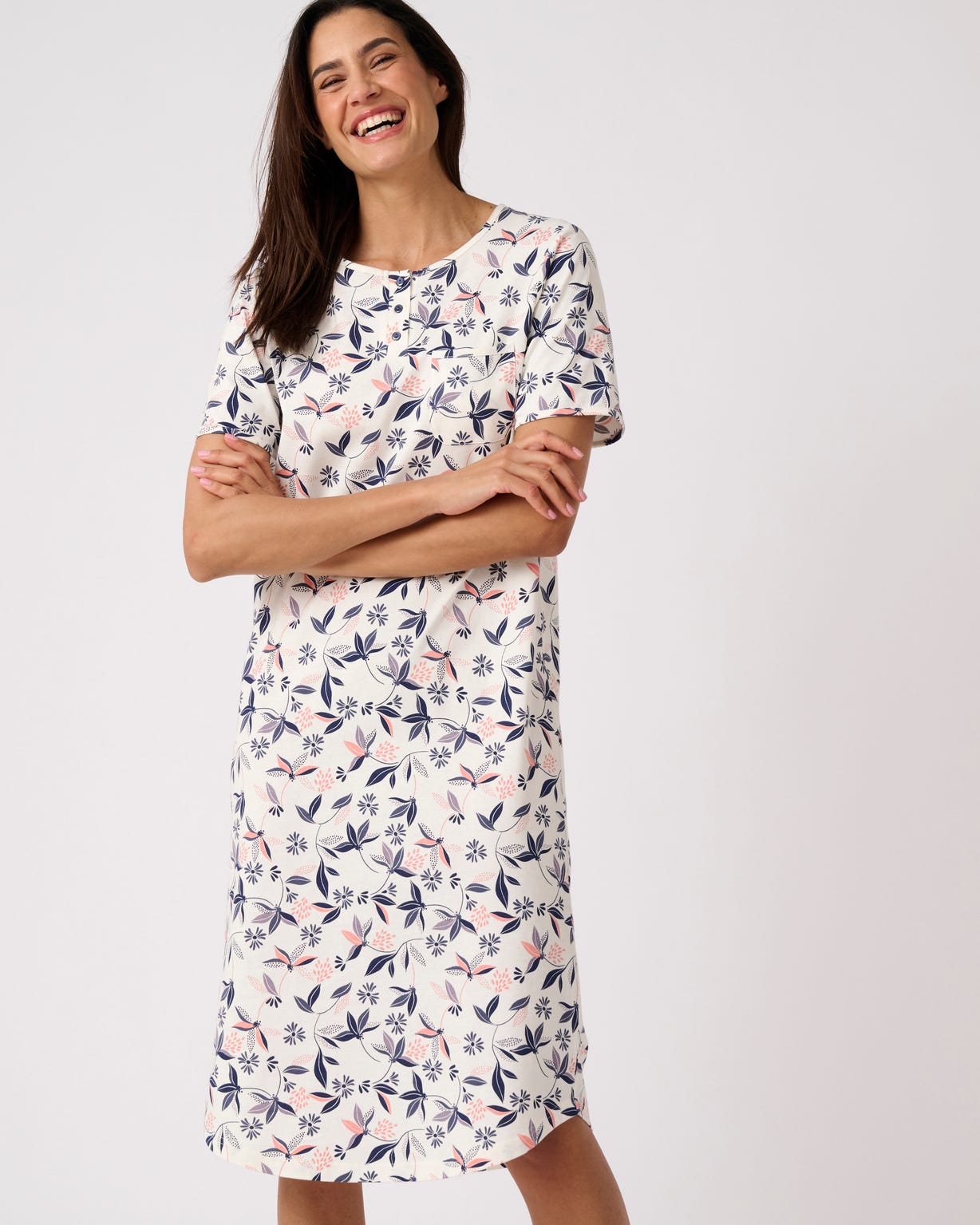 Lot de 2 chemises de nuit jersey pur coton peigné