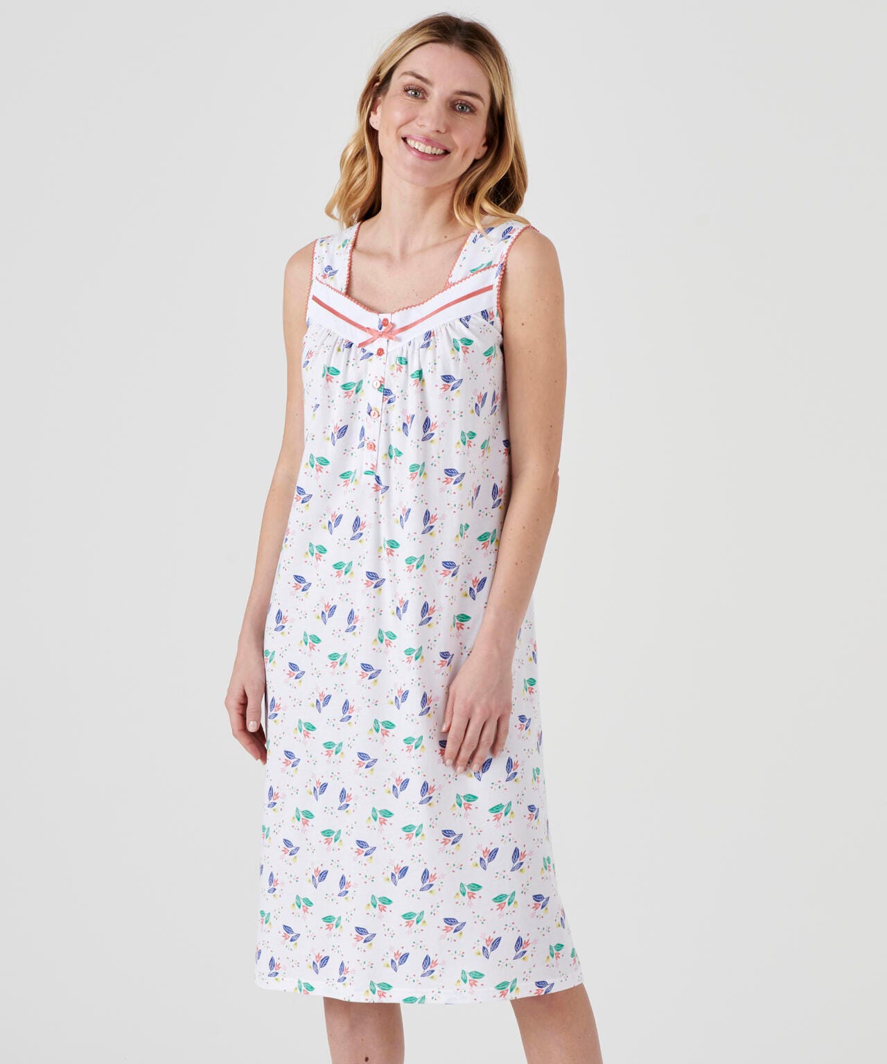 Chemise de nuit sans manches jersey imprimé