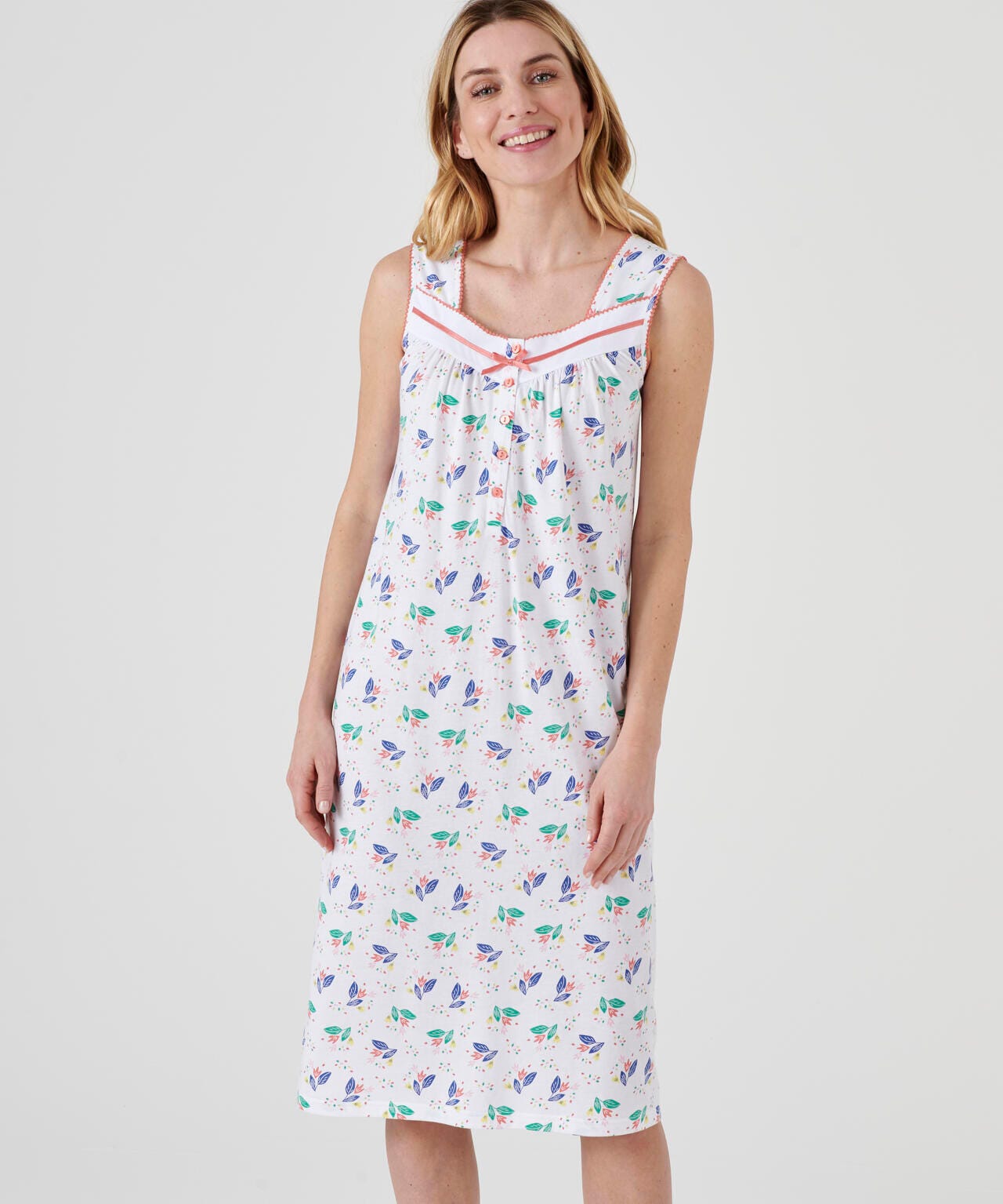 Chemise de nuit sans manches jersey imprimé