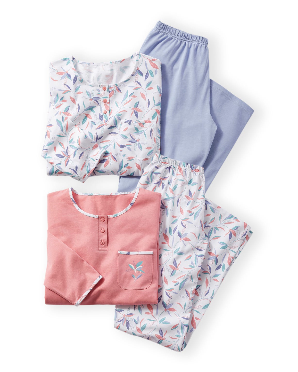 Lot de 2 pyjamas maille jersey pur coton peigné