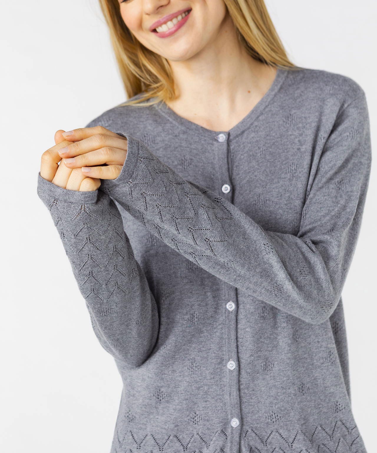 Cardigan fin avec fantaisie ajourée