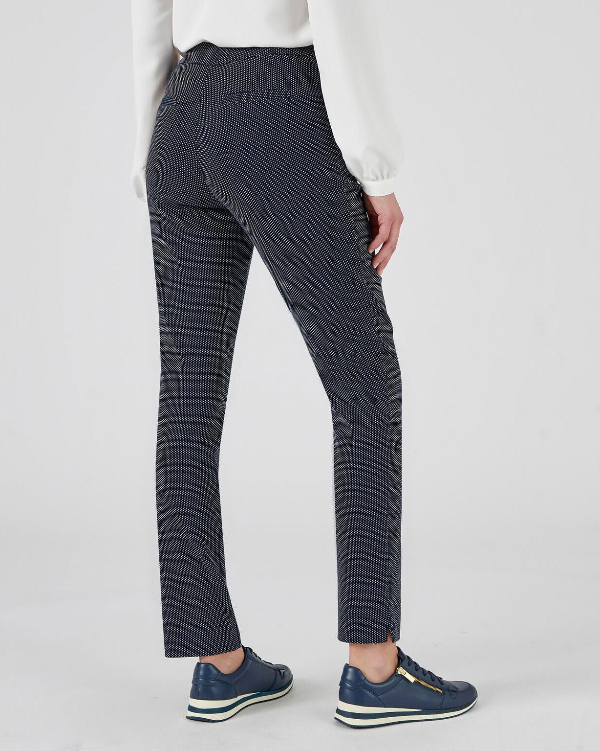 Pantalon jacquard mini pois