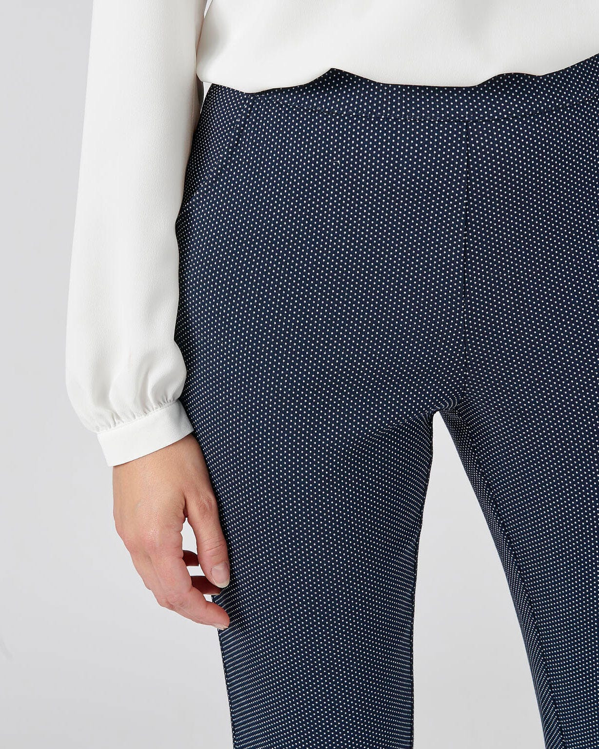 Pantalon jacquard mini pois