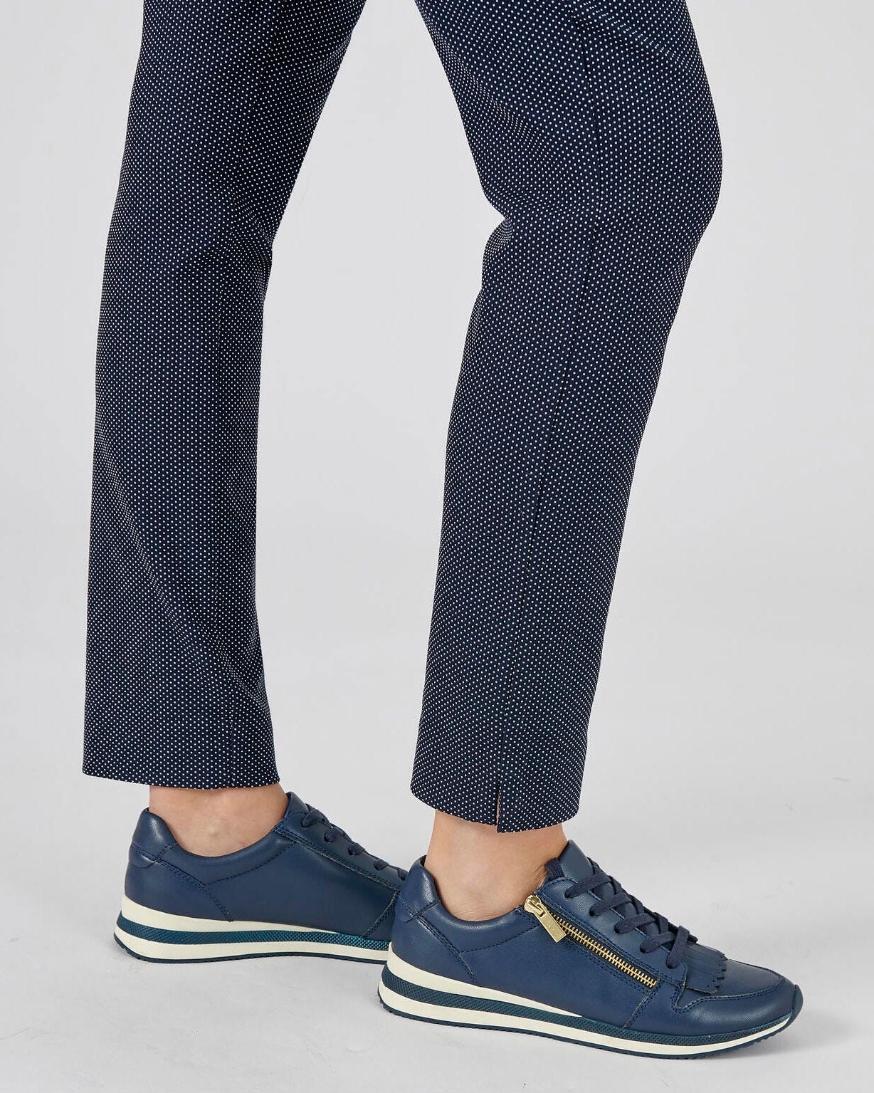 Pantalon jacquard mini pois