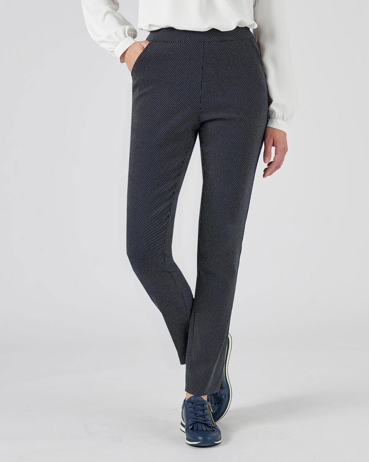 Pantalon jacquard mini pois