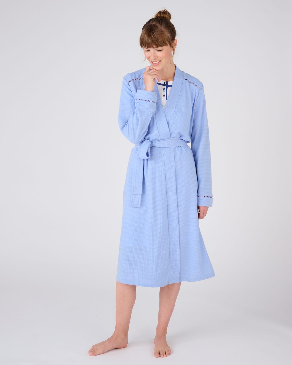 Robe de chambre maille fantaisie gaufrée