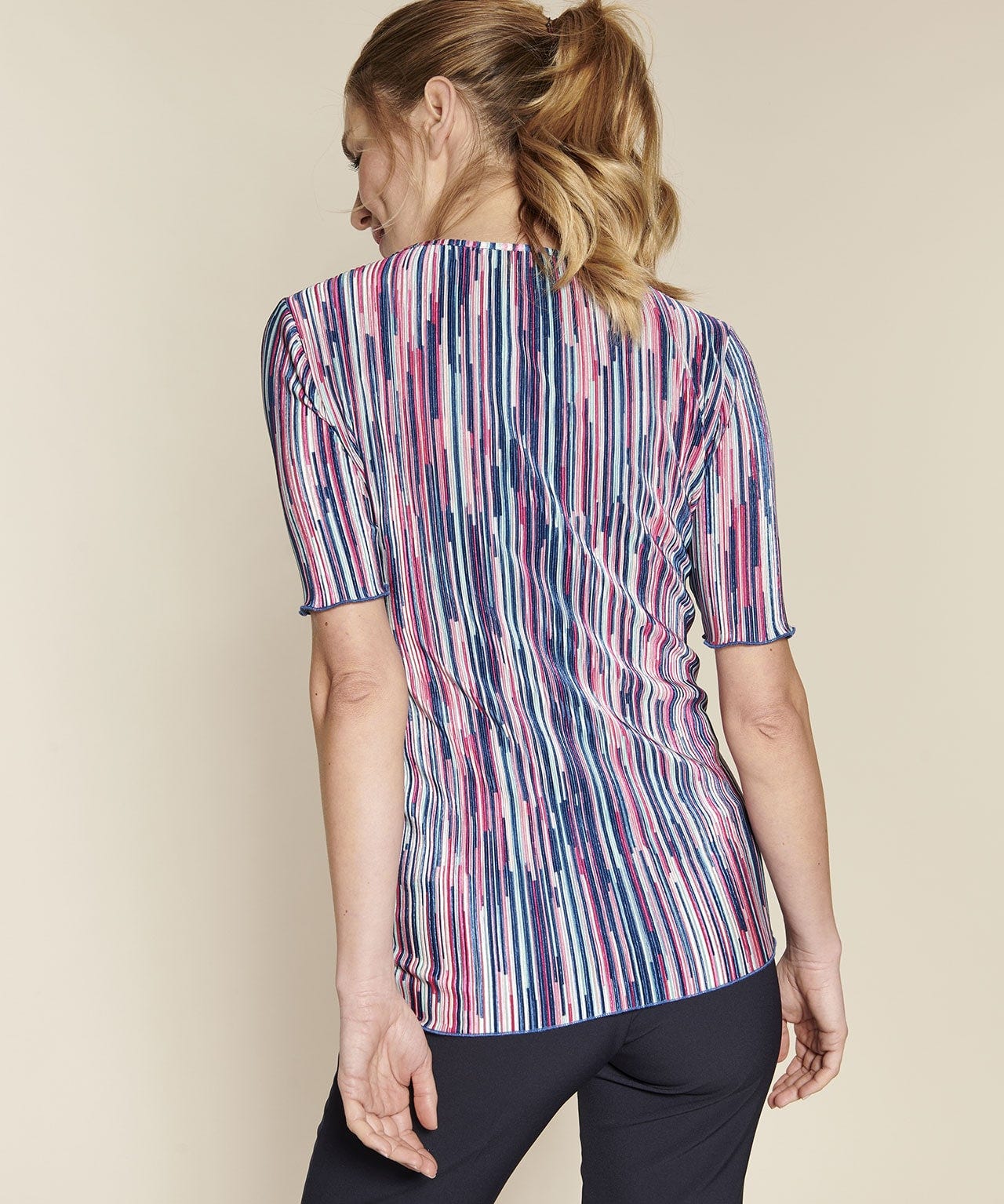 Blouse plissée multicolore