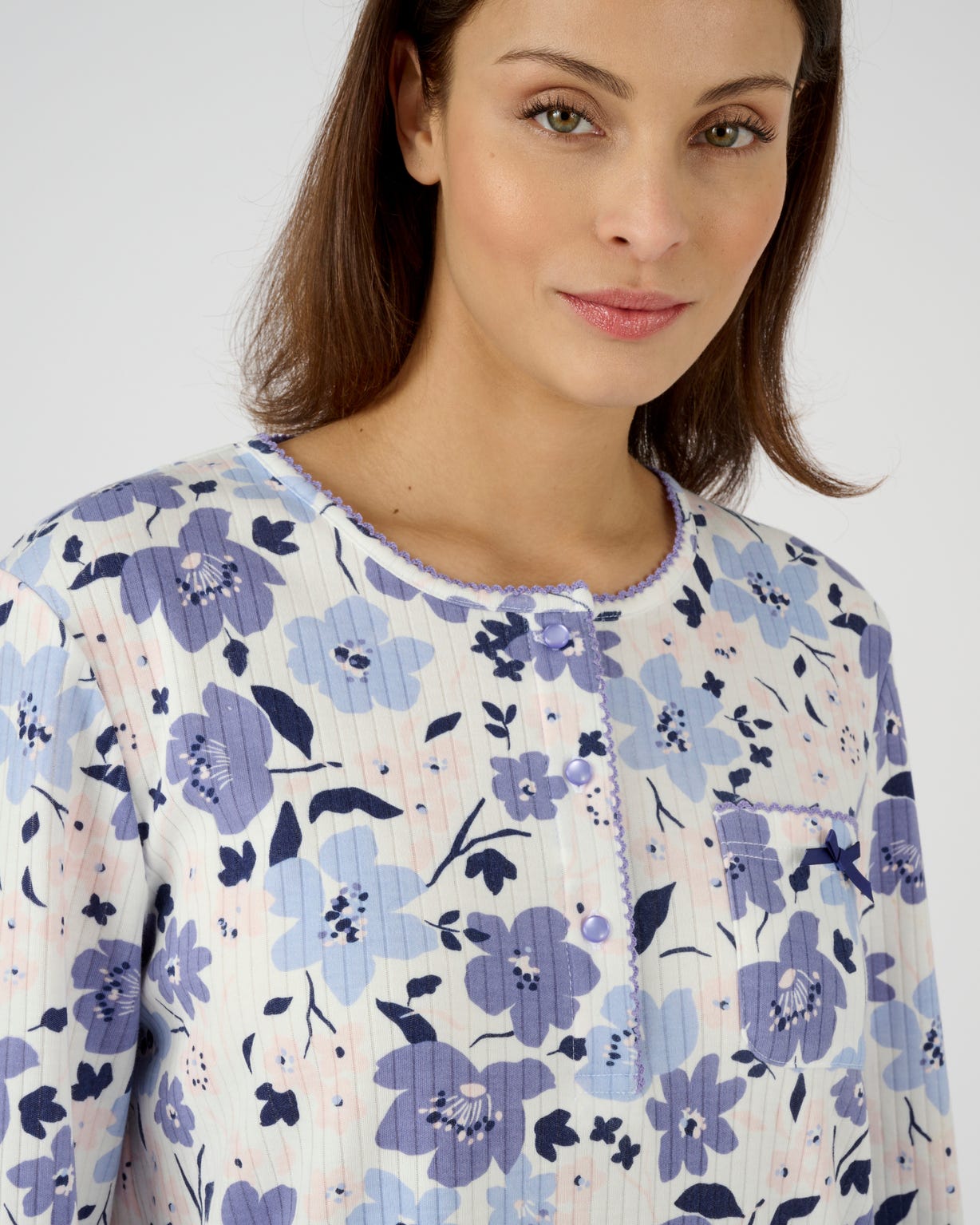 Pyjama maille côtelée, intérieur légèrement gratté