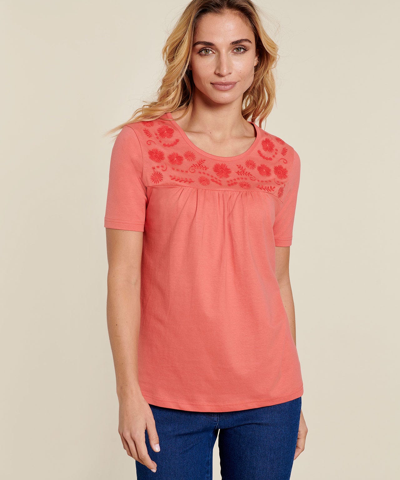 Tee-shirt brodé en coton