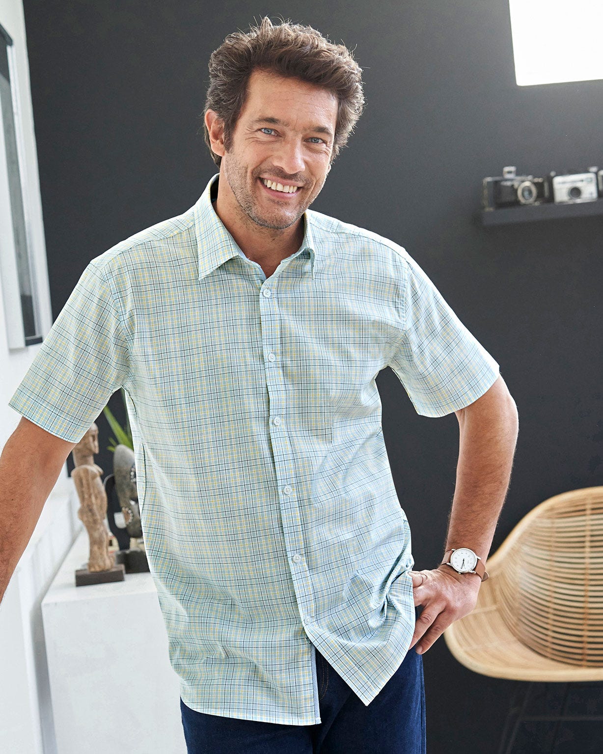 Chemisette carreaux pastel